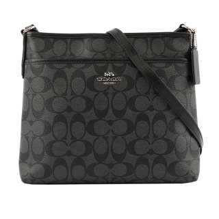 COACH PVC LOGO斜背包(薄款)(黑灰色) F29210 SVDK6