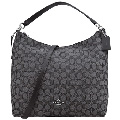 COACH 新款馬車 C LOGO 織布梯形手提/斜背包(黑灰)