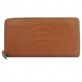 COACH 大馬LOGO皮革壓紋ㄇ字拉鍊長夾(咖棕)