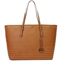 MICHAEL KORS 金字鉚釘防刮皮革托特包(大/棕)
