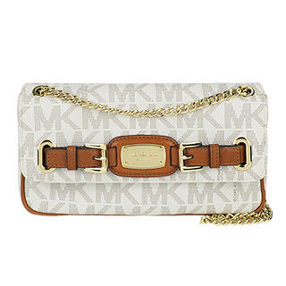 MICHAEL KORS HAMILTON 鐵牌皮帶造型鍊帶肩斜背包(米)