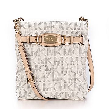 MICHAEL KORS Hamilton 皮帶造型滿版PVC斜背包(米白)