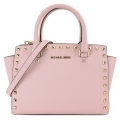 MICHAEL KORS 金鉚釘防刮皮革手提/斜背包(中/櫻花粉)