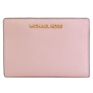 MICHAEL KORS JET SET 防刮卡片零錢短夾-櫻花粉