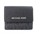 MICHAEL KORS JET SET TRAVEL 銀字滿版MK鑰匙零錢包-黑