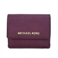 MICHAEL KORS JET SET TRAVEL 金字防刮皮革鑰匙零錢包-紫紅