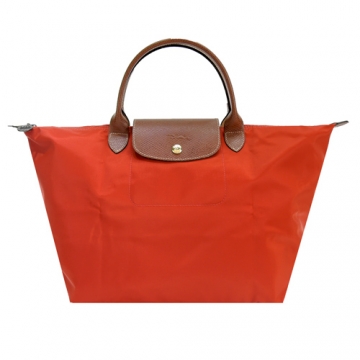 LONGCHAMP Le Pliage 短把摺疊水餃包(中/橘紅)