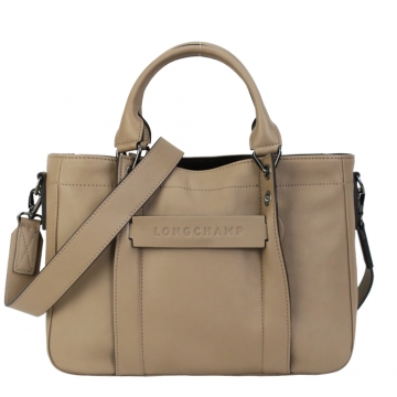 LONGCHAMP 3D系列牛皮手提/斜背兩用包(小/棕)
