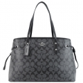 COACH 馬車C LOGO PVC 肩背包(黑灰)