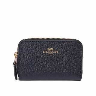 COACH 馬車LOGO拉鏈零錢包(薄款)(午夜藍) F27569 IMMID