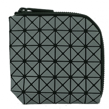 ISSEY MIYAKE三宅一生BAOBAO幾何6x6 霧面型拉鍊零錢包(灰綠)