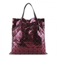 ISSEY MIYAKE 三宅一生BAOBAO 鋁金鏡面方格10x10手提包(紫紅)