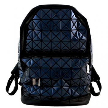 ISSEY MIYAKE 三宅一生 BAOBAO鏡面方格拼接皮後背包(深藍)
