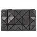 ISSEY MIYAKE 三宅一生 BAOBAO 3x5幾何方格長型亮面零錢手拿包-深灰