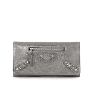 BALENCIAGA 銀釦壓釦長夾 (水泥灰 GRIS PYRITE) 233599 D94ON 1230