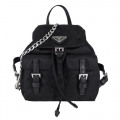 PRADA 尼龍迷你後背包型狀鍊帶斜背包(黑)