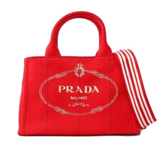 PRADA LOGO帆布手提/斜背二用包(紅色) 1BG439 ZKI F0N50
