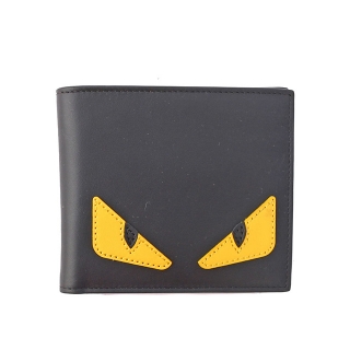 FENDI Monster Eyes黃眼睛對開8卡短夾(黑/紅) 7M0169 073 F0U9T