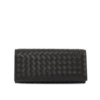 BOTTEGA VENETA 編織經典款對開長夾(黑色) 120697 V4651 1000