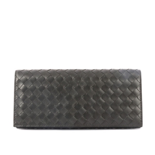 BOTTEGA VENETA 編織經典款對開長夾 (石墨灰色) 120697 V4651 2015