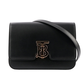 BURBERRY 小型皮革TB斜背包(黑色) 8010334