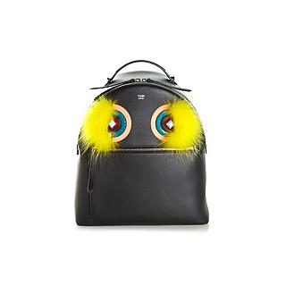 限量 全新 Fendi Bag Bugs 小牛皮 拼接水蛇皮紋尼龍雙肩後背包