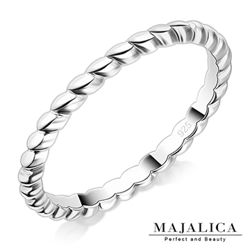 Majalica 麻花戒純銀尾戒 銀色款 PR6001-1