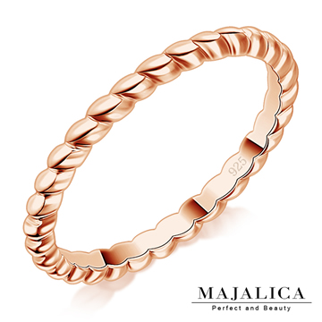 Majalica 麻花戒純銀尾戒 玫金款 PR6001-2