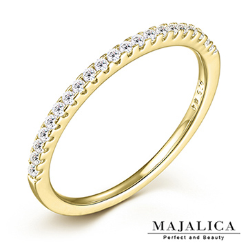 Majalica 半圈鑽純銀尾戒 金色款 PR6052-2