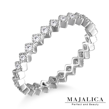 Majalica 菱形造型純銀尾戒線戒 銀色款 PR6044-1