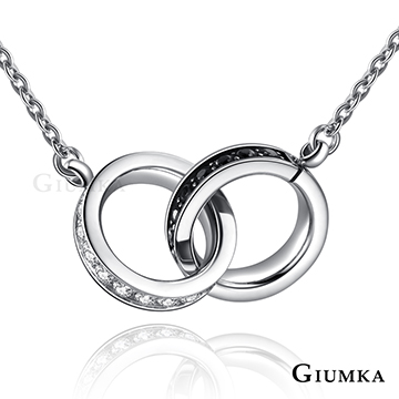 【GIUMKA】雙環白鋼項鍊 銀色女鍊 MN06022-1