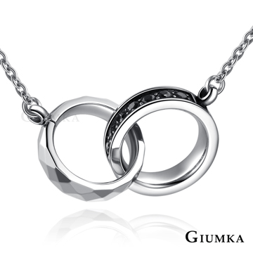 【GIUMKA】雙環白鋼項鍊 銀色女鍊 MN06028-1