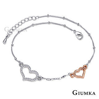 GIUMKA 心連心腳鍊 甜心淑女款 銀色白鋯 ML04019-2