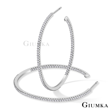 GIUMKA C型簡約雙邊鑽純銀耳環 銀色白鋯 MFS6126-1