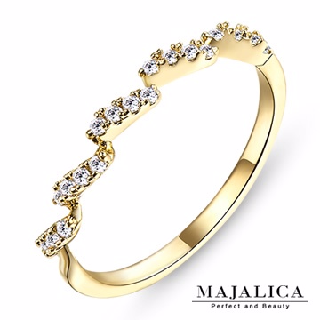 Majalica 波浪曲線純銀尾戒 金色款 PR4013-2