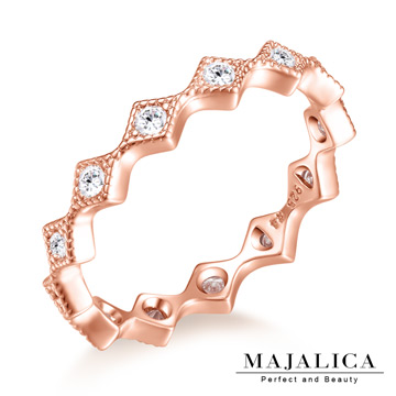 Majalica 菱格造型純銀尾戒線戒 玫金款 PR6045-3