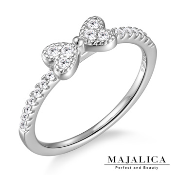 Majalica 愛心蝴蝶結純銀尾戒 銀色款 PR6048-1