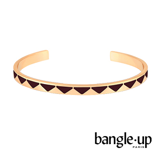 【BANGLE UP】法國巴黎 Bollystud Cuff 時尚印花琺瑯開口鍍金手環 酒紅