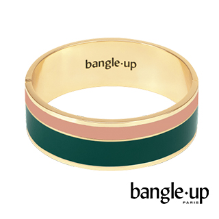 【BANGLE UP】法國巴黎 Vaporetto Bracelet 經典條紋印花琺瑯鍍金手環 粉綠