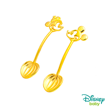 Disney迪士尼系列金飾 黃金湯匙木盒套組-米奇+美妮款