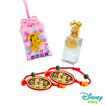 Disney迪士尼系列金飾 彌月金飾御守/印章套組木盒-聰明美妮款-美妮造型印章 0.23錢