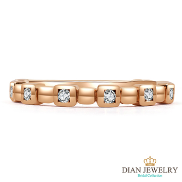 【DIAN JEWELRY黛恩珠寶】 潘朵拉 玫瑰金鑽石線戒造型戒女戒