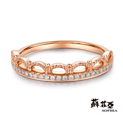 蘇菲亞SOPHIA - 公主皇冠鑽石玫瑰金線戒