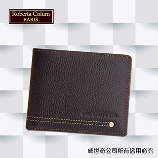【Roberta諾貝達】男用皮夾 短夾 專櫃皮夾 進口軟牛皮鉚釘短夾 (咖啡色)23151