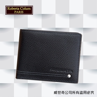 【Roberta諾貝達】男用皮夾 短夾 專櫃皮夾 進口軟牛皮鉚釘短夾 (黑色)23151