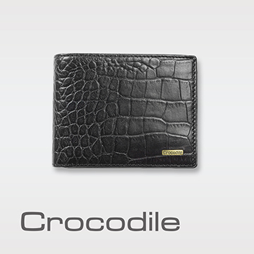 Crocodile Croco 義大利植物鞣製皮 鱷魚壓紋短夾 0103-5005