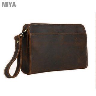 MiYA Boss 義大利磨砂真皮牛皮男手拿包 深棕