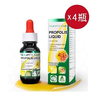 澳洲Nature’s Care高品質蜂膠精華液,辛辣感低、純度高達30% 25mL X4瓶