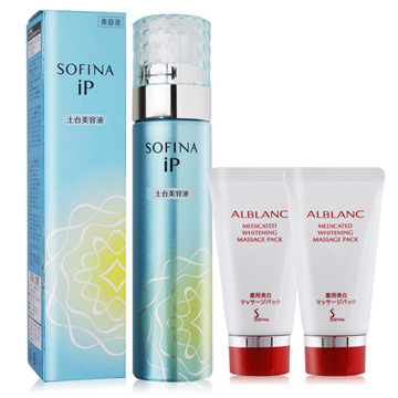 SOFINA 蘇菲娜 iP土台美容液(90g)+潤白美膚瀅透水嫩瞬亮按摩晶(30G)X2
