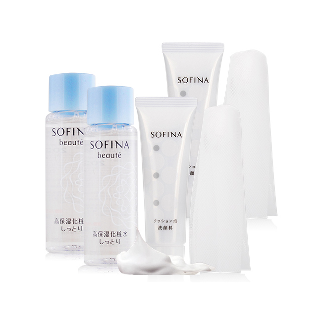 SOFINA 蘇菲娜 芯美顏保濕滲透露升級版-清爽型(30ml)X2+彈力泡泡潔顏乳(30g)X2